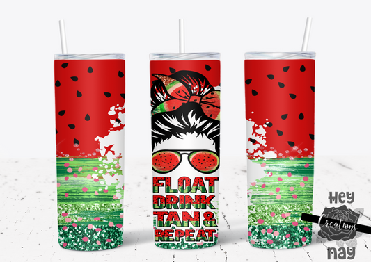 Float, Drink, Tan, and repeat 20 oz Tumbler